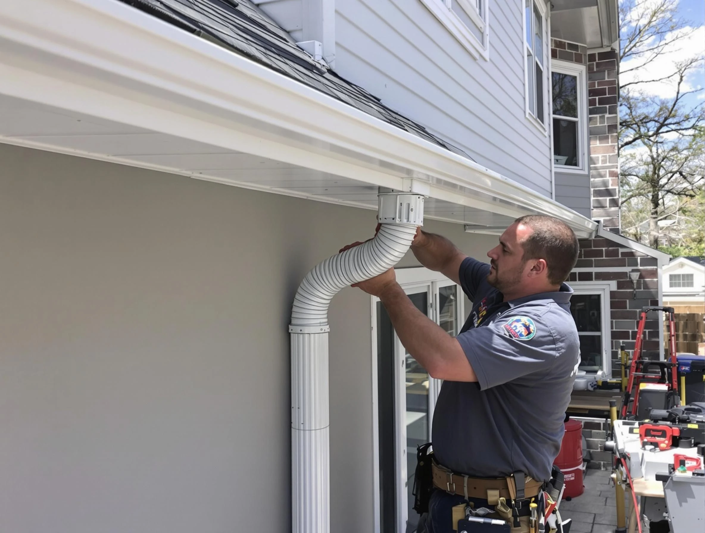 Downspouts installed by Warrensville Heights Roofing Company to guide water away in Warrensville Heights, OH